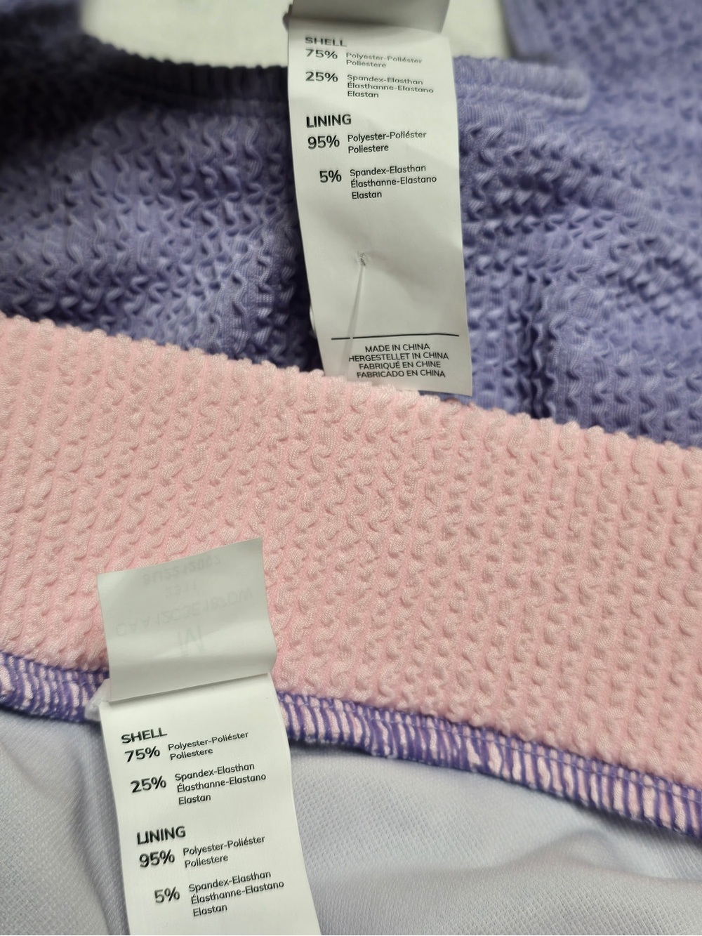 NWT Cupshe Two-Tone Textured Bikini Set in Lavender & Soft Pink Medium - Picture 4 of 4
